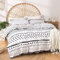 Tokokimo Housse de Couette 220x240 avec 2 Taies d'oreiller 65x65 cm - Design Bohémien - Parure de lit 220x240 Adulte - 100% Microfibre Housse Couette avec Fermetures éclair, Blanche avec Lignes Noir