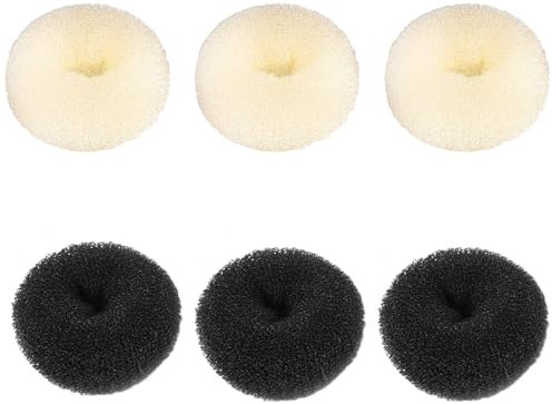 6 PCS Bun Maker Kit, Premium Chignon Rings for Girls & Kids - Hair Styling Donut Set for Ballet & Everyday Use (3 Sizes, Soft Foam, Beige/Black)