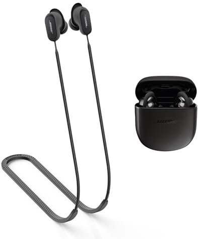 MOWYEOK Cinturino anti-perdita per cuffie, compatibile con auricolari Bose QuietComfort Earbuds II, morbido silicone anti-allentamento, adatto per sport all'aria aperta, corsa, fitness, colore nero