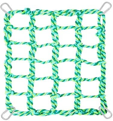 Bird Rope Net, Cotton Climbing Rope Ladder Bridge Pet Hanging Hammock with 4 Hooks for Rat Hamster Bird Ferret (11 x 7.9 Inch)