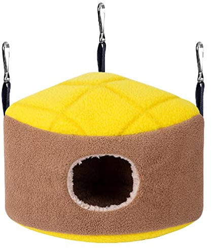 Nido de loro de felpa para acurrucarse, hamaca cálida para mascotas pequeñas, cama de invierno con ganchos de metal para colgar, para cacatúas, tortolitos, loros, tiendas de campaña y cabañas