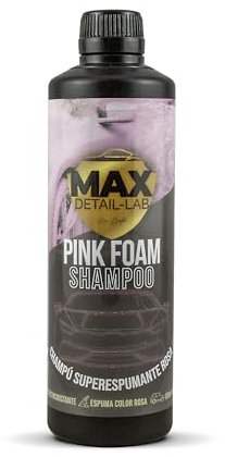 MAX DETAIL-LAB - Pink Foam - Champu Espuma Activa Lavado Coche Foam Exterior Cherry Rosa, Desengrasante Abrillantador, Jabon Concentrado, Kit Limpieza Detailing Profesional Coche Moto 500ml