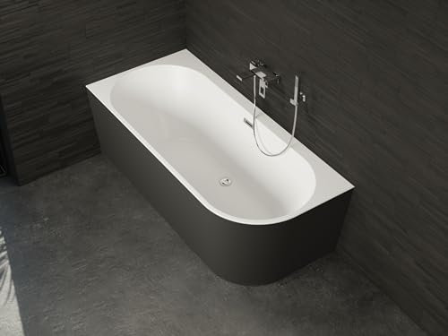 SPALINA Baignoire Semi-îlot Murale Capri 160 Gauche Noire L. 160 x l. 76 cm, by