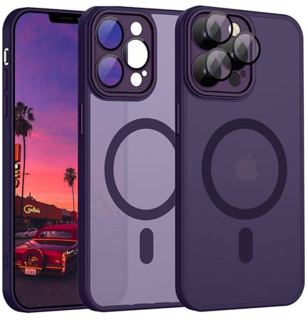 für iPhone 12 Pro Hülle Kompatibel mit MagSafe, Handyhülle für iPhone 12 Pro Magnetisch Leicht Dünn Matte Touch Kameraschutz, Anti-Gelb Rutschfest Kratzfest Schutz Stoßfest Hülle Dunkel Violett