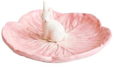 soulnioi Ceramic Dinner Plate Bunny Easter Fruit Plate Easter Salad Bowls Bunny Snack Dessert Bowls for Easter Vegetable Serving Platter Candy Dishes for Wedding Dinner Party Decoration Pink