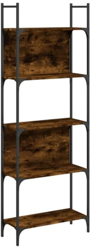 vidaXL Bücherregal, Regal mit 5 Böden, Bücherschrank Standregal für Wohnzimmer Büro Schlafzimmer, Lagerregal Aktenregal, Räuchereiche Holzwerkstoff