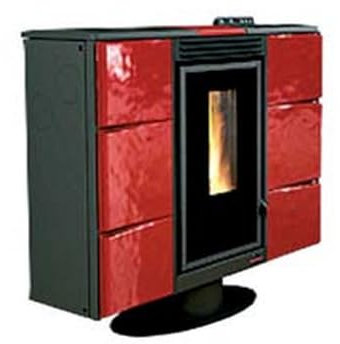 1PEZZO STUFA A PELLET ELISIR CANALIZZATA 7 KW BORDEAUX - misure cm.97,4x30,4x85,1h. - peso Kg.150