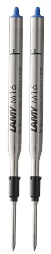 LAMY M16 2er Set Kugelschreiber-Großraummine aus Metall - Original Ersatzmine für alle Lamy Kugelschreiber Modelle - dokumentenecht - Strichbreite Fein in Tintenfarbe blau