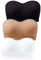 GXIN 3 Piece Women Strapless Bandeau Bra Padded Seamless Ladies Bralettes Stretchy Bandeau Tube Top Bras (UK, Alpha, XL, Regular, Regular, Standard, Black, White, Nude)