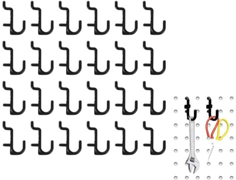 ULTECHNOVO Ganchos para panel perforado 40 Piezas Gancho en forma de J, Gancho para tablero perforado, de placa agujero, ganchos tableros perforados almacén, hogare