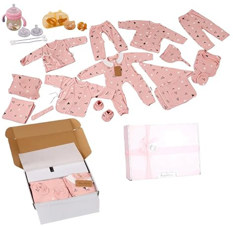 Coffret Cadeau Bébé Fille 0–6 Mois – 22 Pièces Rose – Vêtements 100 % Coton + Biberon 240ml avec 3 Tétines + 2 Sucettes – Idée Cadeau Naissance ou Baby Shower