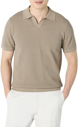 Amazon Essentials Pullover Polo in Maglia a Maniche Corte, vestibilità Classica Uomo, Marrone Cenere, L