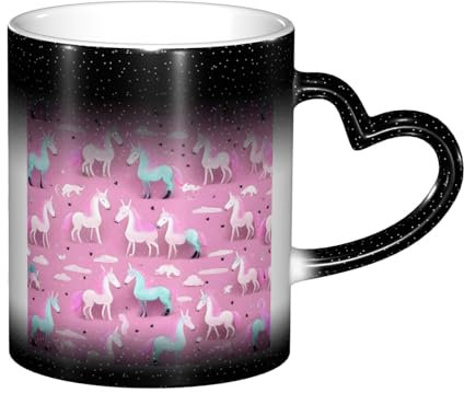 WYCZHY Magic Colour Changing Coffee Tea Cup Heat Change Coffee Many Unicorns Mug 11oz Ceramic Color Changing Cup