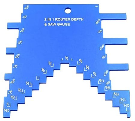 2 in 1 Step Depth Gauge, Aluminum Alloy Router Depth and Saw Gauge, Woodworking Depth Ruler for Router and Table Saw Blade Height Setting