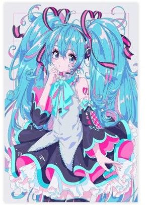 HGEIK Anime-Poster, Motiv: Mädchen, Hatsune Miku, Leinwandposter, Schlafzimmer, Dekoration, Landschaft, Büro, Raumdekoration, Geschenk, 30 x 45 cm, 5 Stück