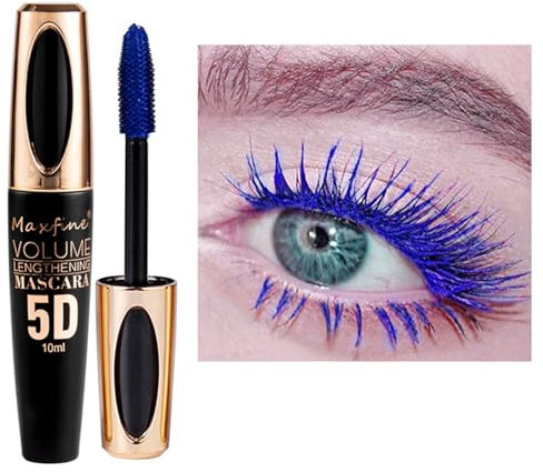 Mascara viola impermeabile, 10 ml, resistente all'acqua, a lunga durata, volumizzante, per Natale, Halloween, feste, matrimoni (Tubo nero - Blu)