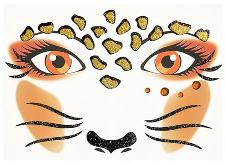Oblique Unique Sticker Set Leopard für Gesicht Tiergesicht Aufkleber für Fasching Karneval Geburtstag Kinder Motto Party Halloween