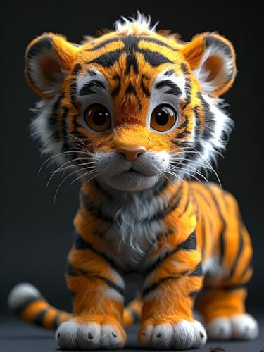 DIY Paint by Numbers for Adults Tiger Doll Paint by Numbers Kits, Painting by Numbers for Kids, with Paint Brushes Acrylic Pigment Drawing Paintwork, Home Wall Decor Gifts for Women 100x70cm w-2583