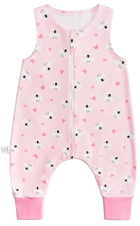 WYTbaby Gigoteuse pour bébé avec pieds 0,5 tog - Gigoteuse d'été sans manches avec pieds - 100 % coton - Unisexe - Gigoteuse pour bébé garçon et fille, rose(w), 80cm/2-3 Jahre