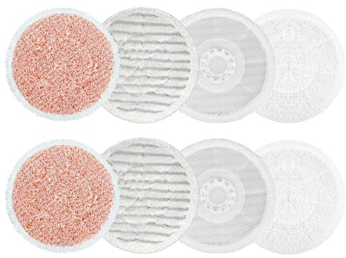 8 Pack S6002UK S7201UK S7000 Shark Steam and Scrub Mop Pads Replacement for Shark Steam Mop,Resuable Washable Steam & Scrub All-in-One Cleaning Pads(4 Scrub Pads+2 Soft Pads+2 Heavy Duty Scrub Pads)