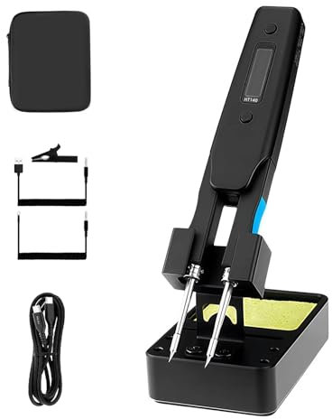 SQRC HT140 - Set saldatore a caldo 2 in 1, 140 W, 122 ℉-932 ℉, 3 temperature preimpostate, alimentazione PD/QC/DC, strumento di riparazione dissaldante per SMD