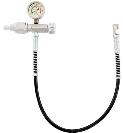 LANNADD Reifenfüll-Messgerät, Reifenfüller mit Manometer [Inkl. Adapter & Ersatzkappen] mit Schlauch Und Luftdruckprüfer für Kompressor, Schlauchlänge: 60 cm