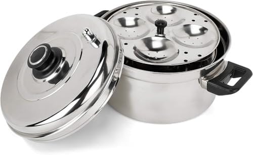 Nobel Stainless Steel Idli Maker, 4 to 6 Tier Cooker, 16-24 Plates, Induction Compatible (16 Idli Cooker - 4 Tier)