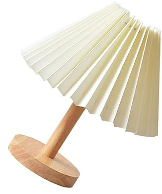 Homoyoyo Massive Holz Tischlampe Vintage Rock Lampenschirm mit LED Dimmfunktion und Knopfschalter für Schlafzimmer und Café