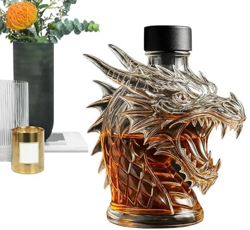 Dragon Whiskey Decanter – Handcrafted Glass Bottle, Intricate Dragon Design, 1000ml Capacity | Ideal for Home, Gift for Men, Perfect for Father's Day, Weddings, Bachelor Parties, Collector