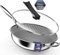 Kiseely Wok pan,Hybrid 13 inch Deep Fry Wok with Lid, Nonstick Pan with Stay-Cool Handle, Compatible with All Cooktops Including Induction, Stir Fry Pans with Round Bottom (PO2)
