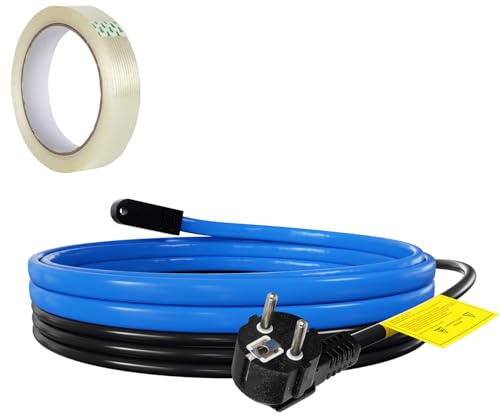 Jaxguom Heizkabel mit Thermostat,2M 17W/M Selbstregulierendes Heizband Frostschutz, Heizleitung Frostschutzkabel Rohrbegleitheizung Heizband für Wasserleitung, mit 10m Klebeband