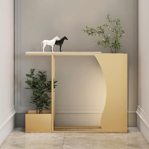 JJPSQHRV Long Console Entryway Table Storage Cabinet Sofa Display Plant Stand Couch Narrow Entry Tables for Entrance Hallway Living Room TV(Gold,80 * 25 * 80cm)