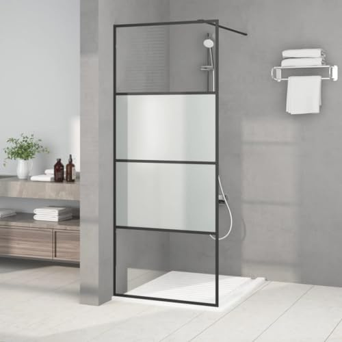 Paroi de Douche, Cloison de Douche Noir 80x195 cm Verre ESG demi-dépoli