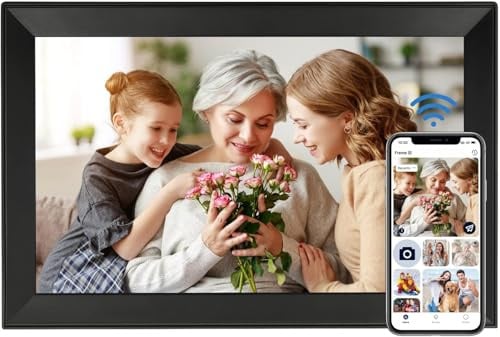ANNA BELLA Cornice fotografica digitale WiFi da 15,6 pollici, con schermo touch IPS da 1920 x 1080 HD, 32 GB, rotazione automatica, montaggio a parete, facile condivisione di foto e video, per