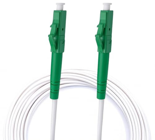 synfarin - Câble à fibre optique monomode LC/APC vers LC/APC de 20 m - 3,0 mm - OS2 Simplex, LSZH, blanc, faible amortissement, câble de raccordement FTTH, compatible avec routeur Telekom allemand