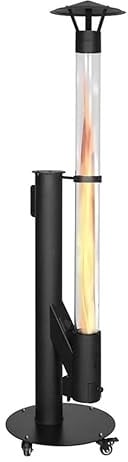 QH HeatRocket Pelletkamin P07 mit Rädern – Schwarz | Pelletofen 5 kW