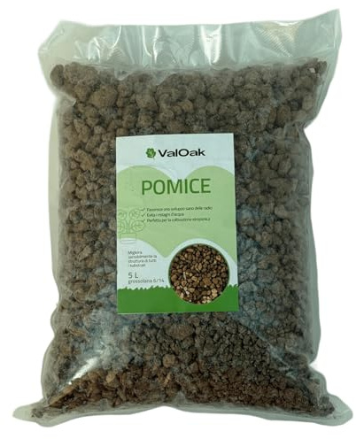 ValOak Pomice 5 L – Substrato Drenante per Cactus, Bonsai e Orchidee | Granulometria Fine | Migliora Aerazione e Drenaggio | Made in Italy (Grossa 6/14)