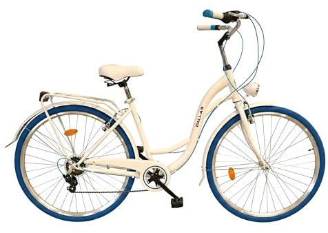 Fahrrad 28 Zoll - Bequemes Cityrad für Damen und Herren - mit 7-Gang Shimano Schaltung - Komfortabler Tiefeinsteiger für Stadt und Pendler - Dallas City