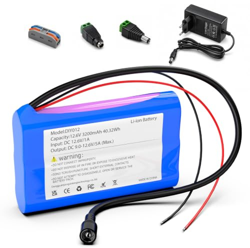 12V 3200mAh DC Wiederaufladbarer Lithium-Ionen-Akku mit Ladegerät und DC5521-Stecker for CCTV-Kamera, Router, Solar Panel, Radio, LED-Streifenlichter, 12-Volt DIY-Projekte Sonstige Geräte