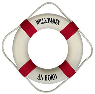 Deko Rettungsring Willkommen an Bord, rot, 35cm