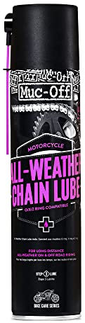 Muc-Off All-Weather Motorcycle Chain Lube Allwetter Motorrad Kettenöl, 400 ml - Premium Motorrad Kettenfett, Kettenspray Motorrad - Für Alle Wetterbedingungen