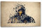 Caro-Art Mortal Kombat X Scorpion Typographie 90x60cm Digital Art Beige Schwarz Leinwandbild auf Keilrahmen Wandbilder
