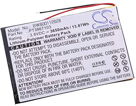 vhbw Li-Polymer battery 3650 mAh (3.8 V) for Netbook Pad Tablet RCA 7 Zoll, RCT6272 W23 per pt3867103.