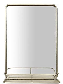 Creative Co-Op Metal Framed Wall Mirror with Shelf and Antique Nickel Finish