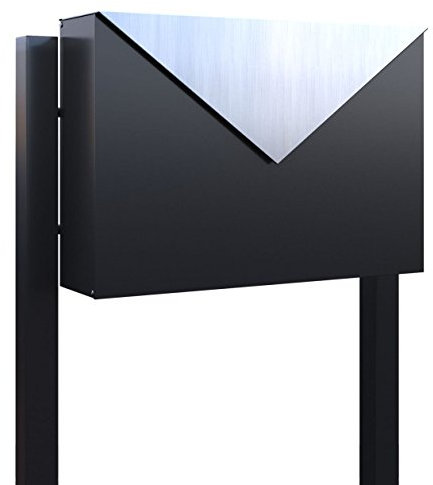 Standbriefkasten, Design Briefkasten Letter Schwarz/Edelstahl - Bravios