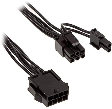KOLINK Adapter 8 pin Verlängerung (4+4-Pin CPU) auf 1x 6+2-Pin-PCIe Express Stromkabel, Kabelverlängerung 8 Pin Stromadapter Grafikkarten Kabel 35 Zentimeter Lang Schwarz