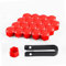 showll 20x Kappen Set Radmuttern Kappen Radschrauben 17mm Radschraubenkappen Set Abdeckungen Radkappen inkl. Abzieher, Rot