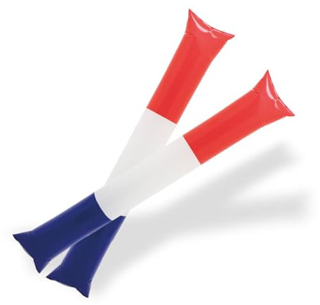 FUN FAN LINE - 5 pairs Thunder Sticks. Noise makers/clappers for sports events or parties. Cherring inflatable bam bam sticks. Cheerleading outfit. (France)