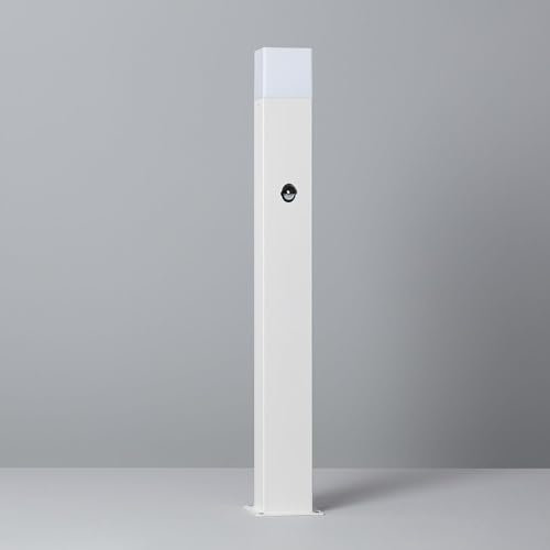 LEDKIA LIGHTING - Außen Bodenleuchte | 74cm mit Bewegungsmelder | Elegantes Design | Aluminium & PMMA für Langlebigkeit | E27 Fassung (Lampe nicht enthalten), Weiß