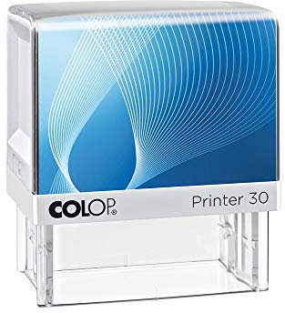 stempel-fabrik – Colop Printer 30 Stempel mit Wunschtext personalisieren – selbstfärbender Stempel als Namensstempel, Adressstempel, Firmenstempel & Co zu verwenden (47 x 18 mm | 5 Zeilen | Weiß/Blau)